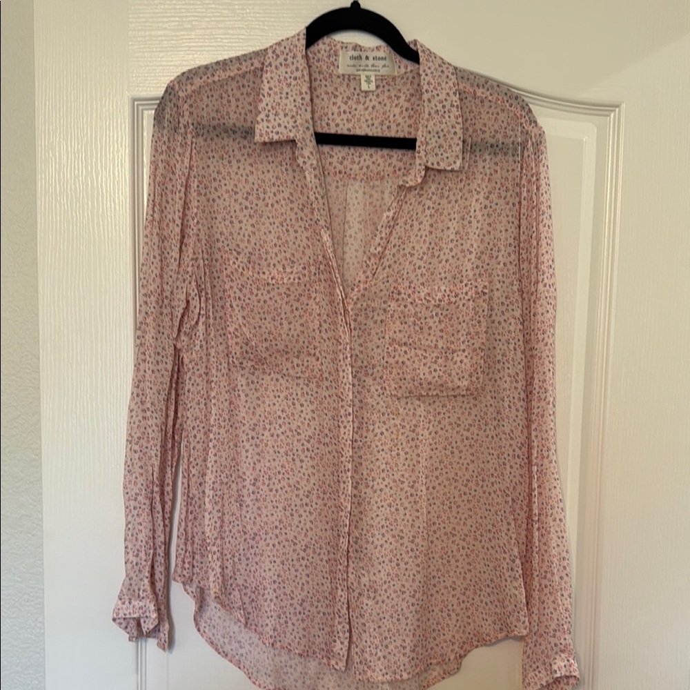 Anthropologie- Cloth & Stone Pink Long Sleeve Button Down Shirt